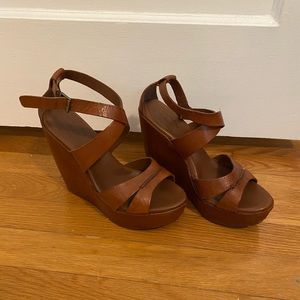 Kork Ease Gracen brown wedge leather sandals